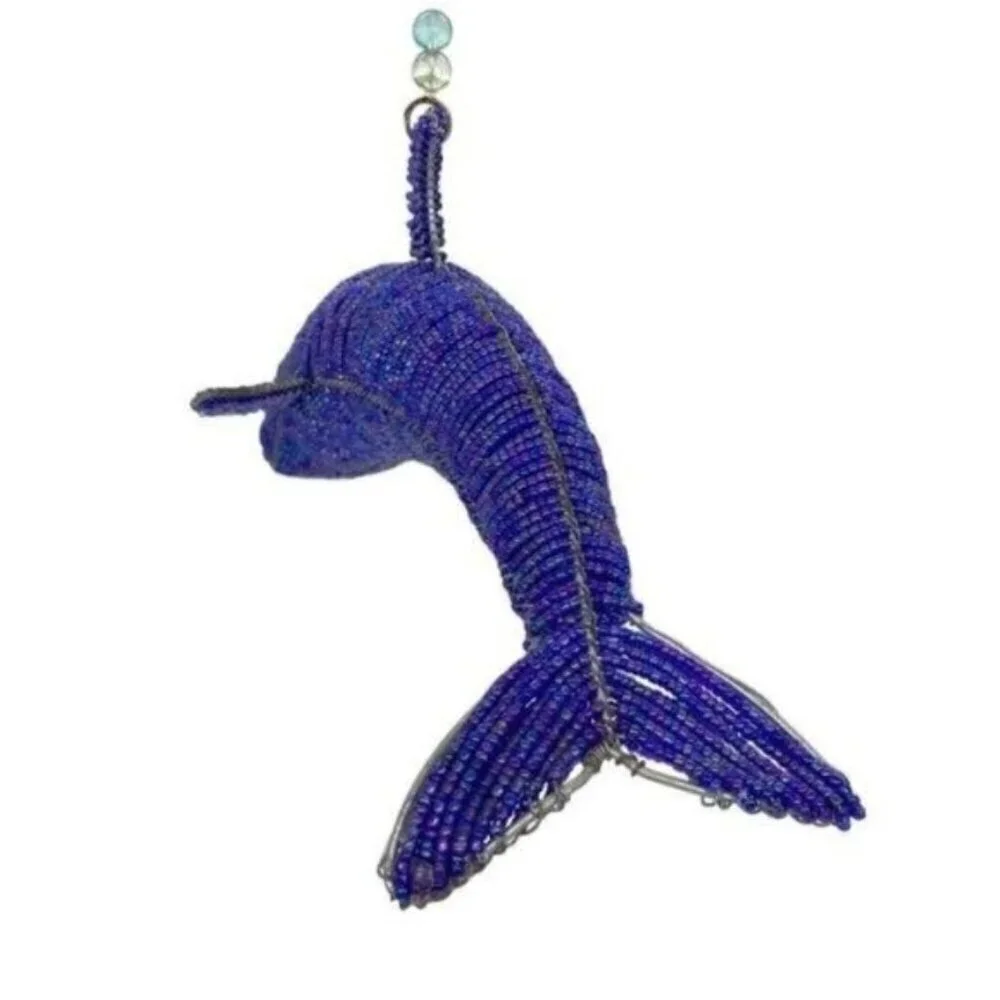 Beadworx Glass Beaded Dolphin Wire Sculpture